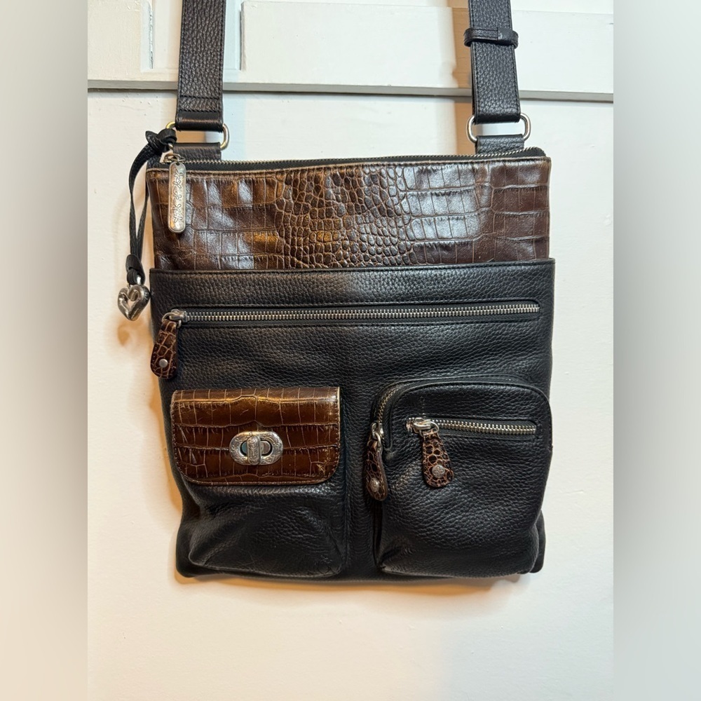 Brighton Two Tone Florabella Leather Crossbody Messenger Bag